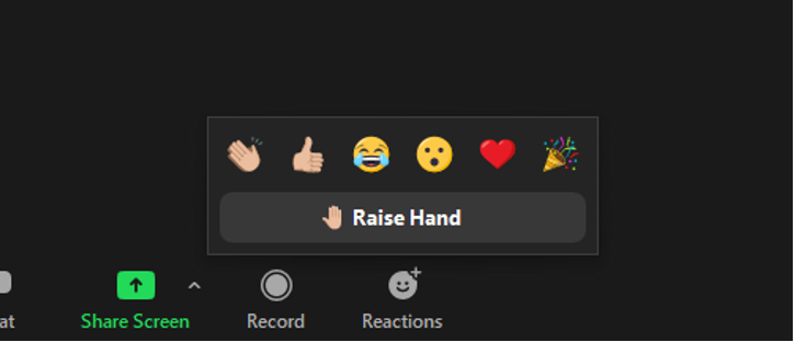 screenshot of Zoom raise hand icon